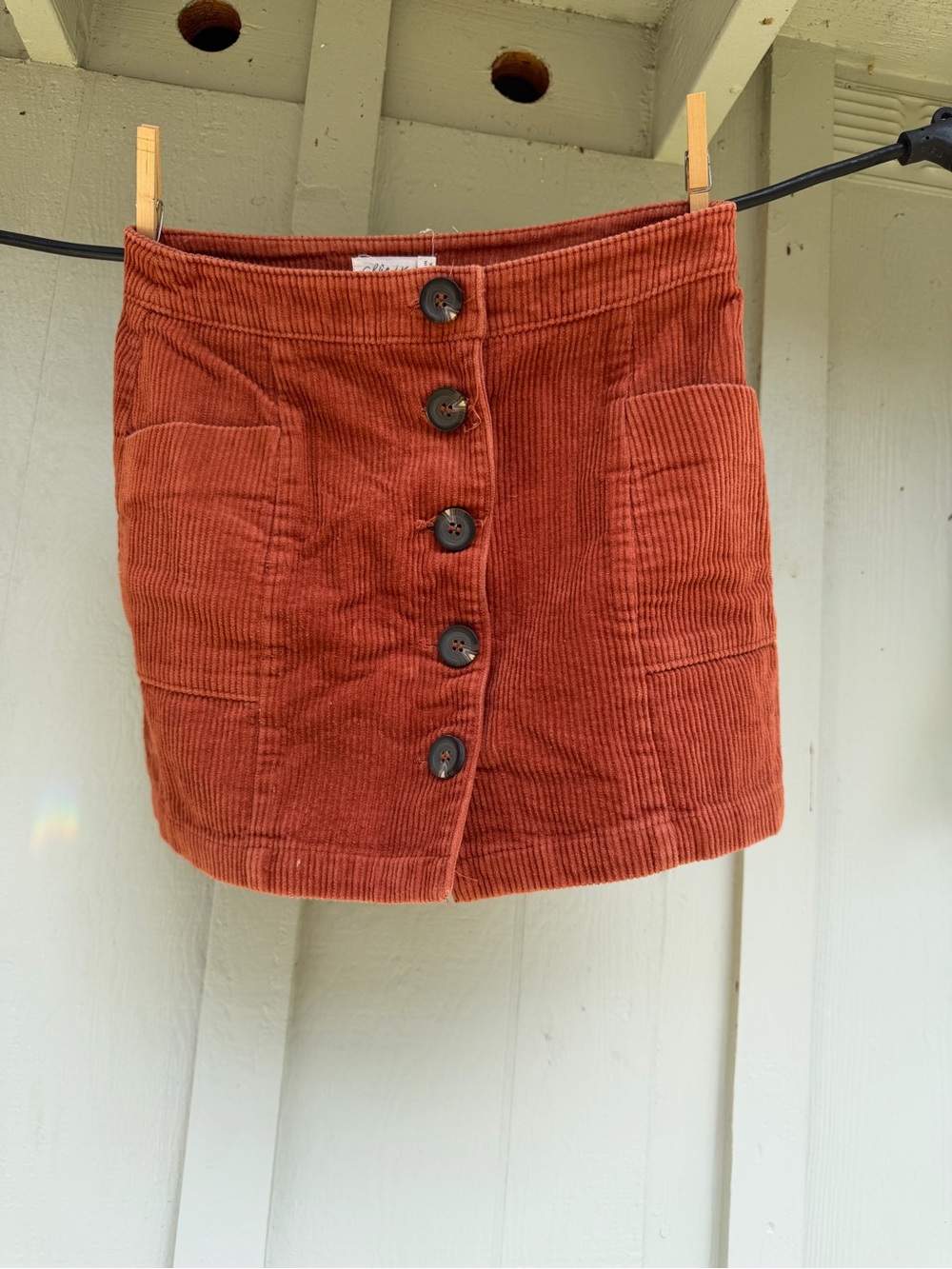 Chloe & Katie Rust Corduroy Button-Front Mini Skirt